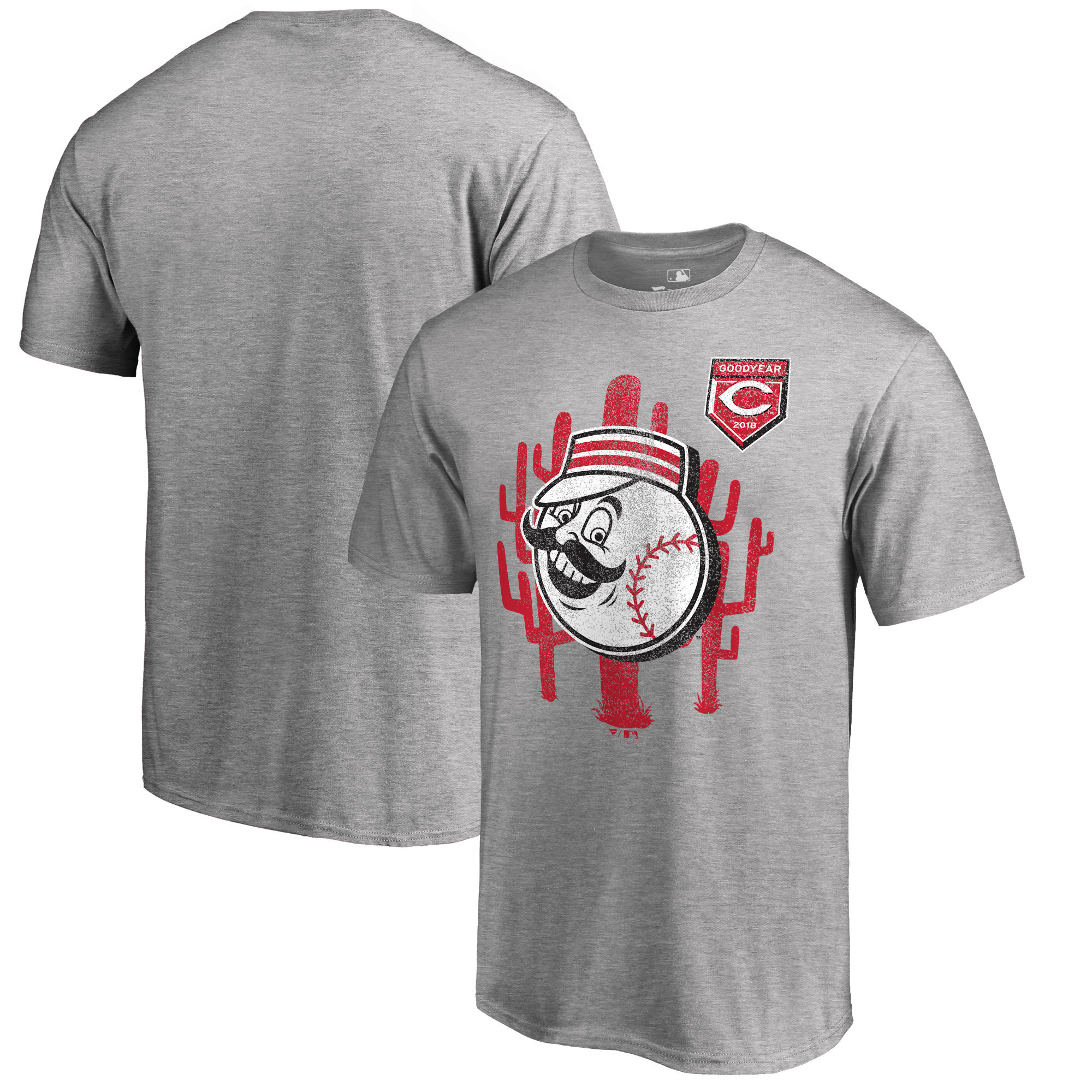 Men's Cincinnati Reds Fanatics Branded 2018 MLB Spring Training Vintage T-Shirt ?C Heather Gray